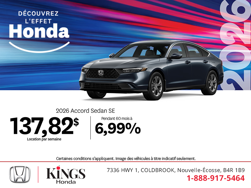 Obtenez le Honda Accord 2026 !