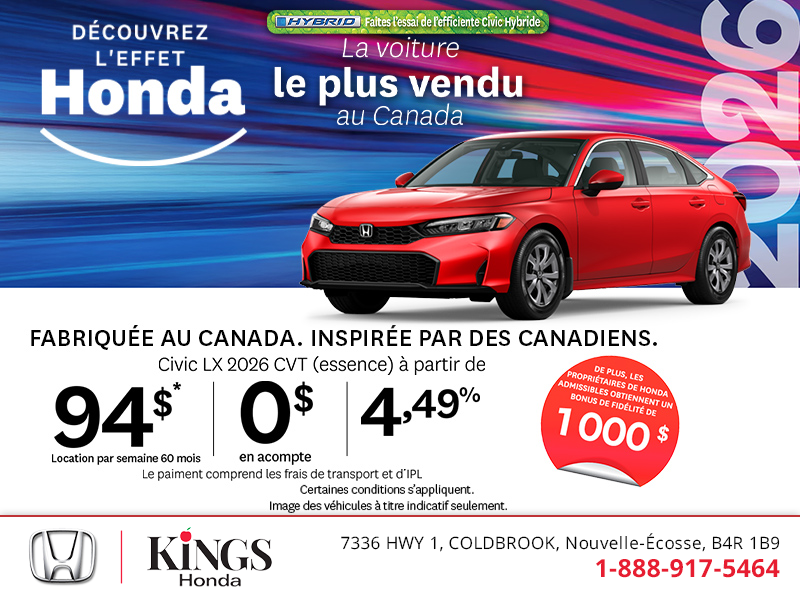 Obtenez la Honda Civic 2026!