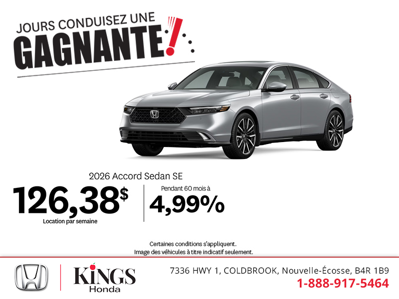 Obtenez le Honda Accord 2026 !