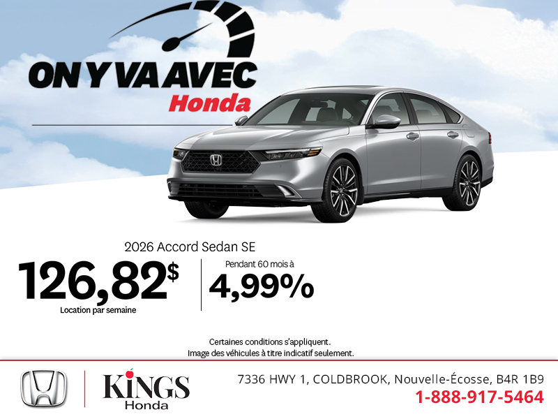 Obtenez la Honda Accord 2026 !