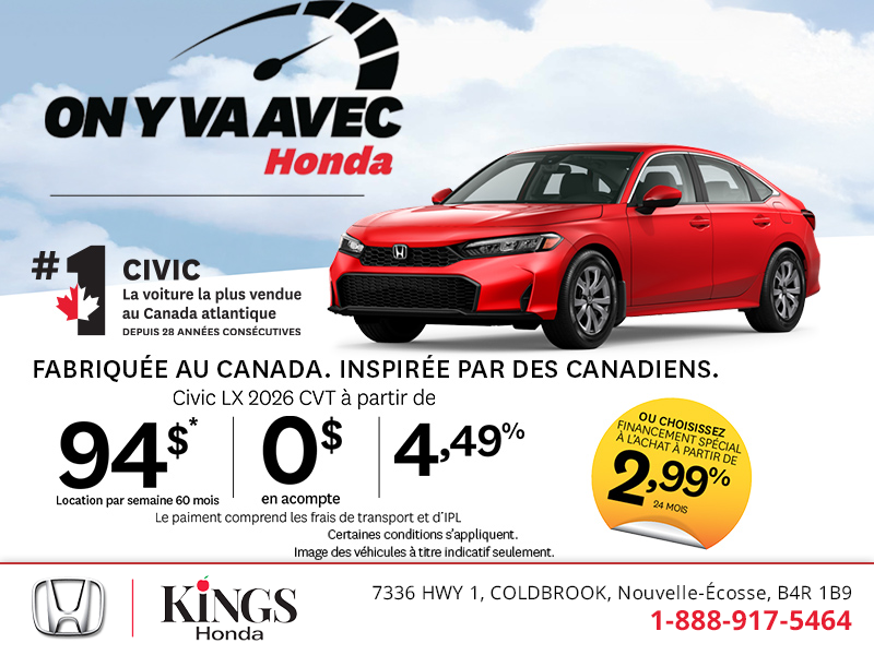 Obtenez la Honda Civic 2026!