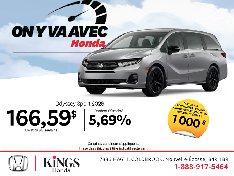 Obtenez la Honda Odyssey 2026 !