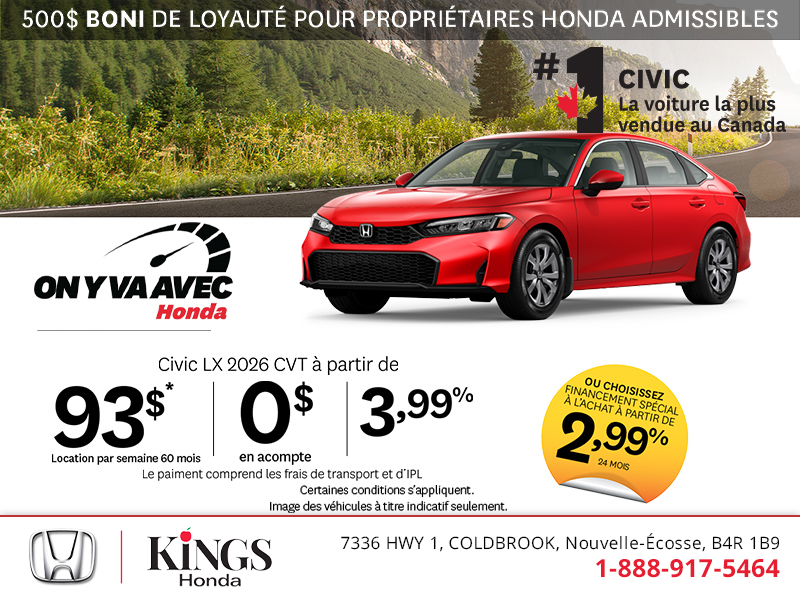 Obtenez la Honda Civic 2026!