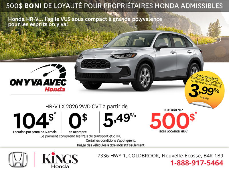 Obtenez le Honda HR-V 2026 !
