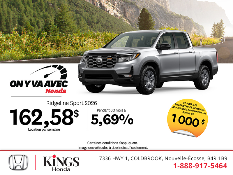 Obtenez le Honda Ridgeline 2026 !