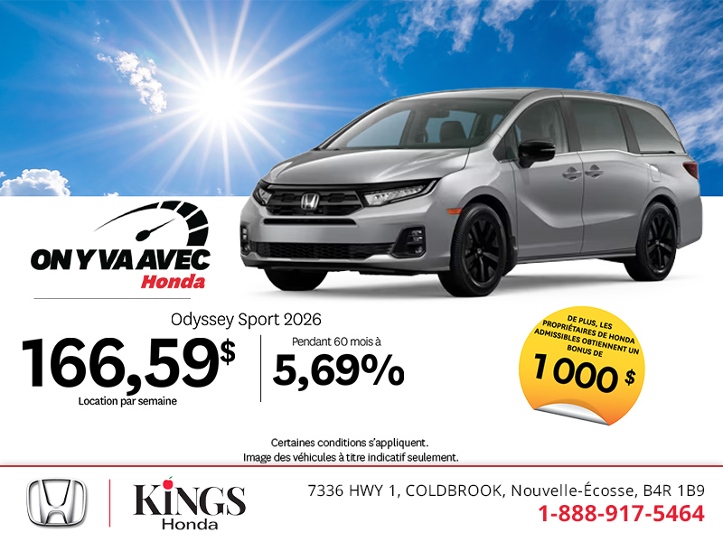 Obtenez la Honda Odyssey 2026 !