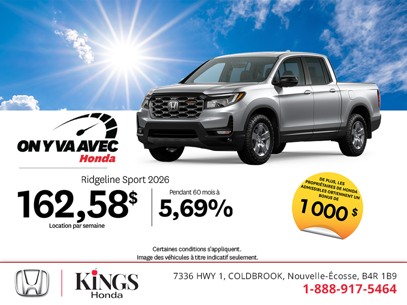 Obtenez la Honda Ridgeline 2026 !