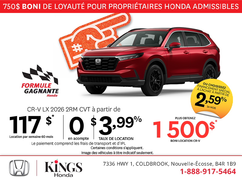 Obtenez la Honda CR-V 2026 !