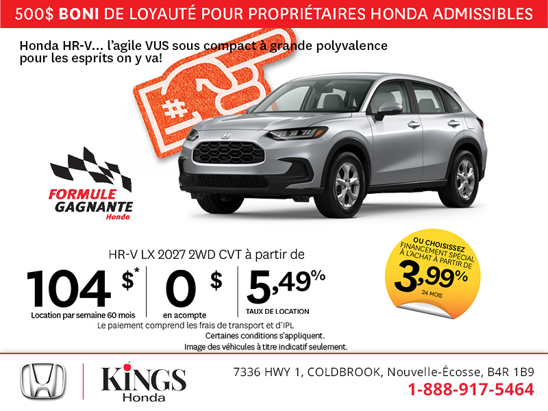 Obtenez la Honda HR-V 2027 !
