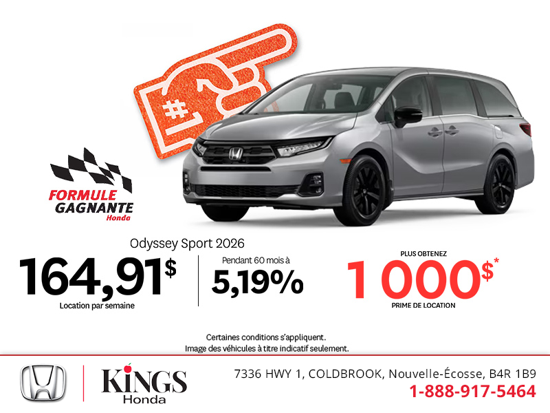 Obtenez la Honda Odyssey 2026 !