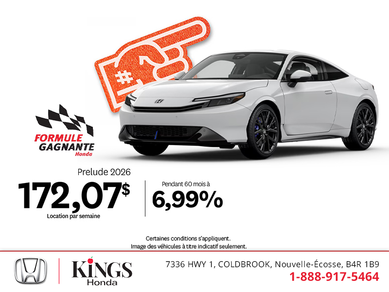 Obtenez la Honda Prelude 2026 !