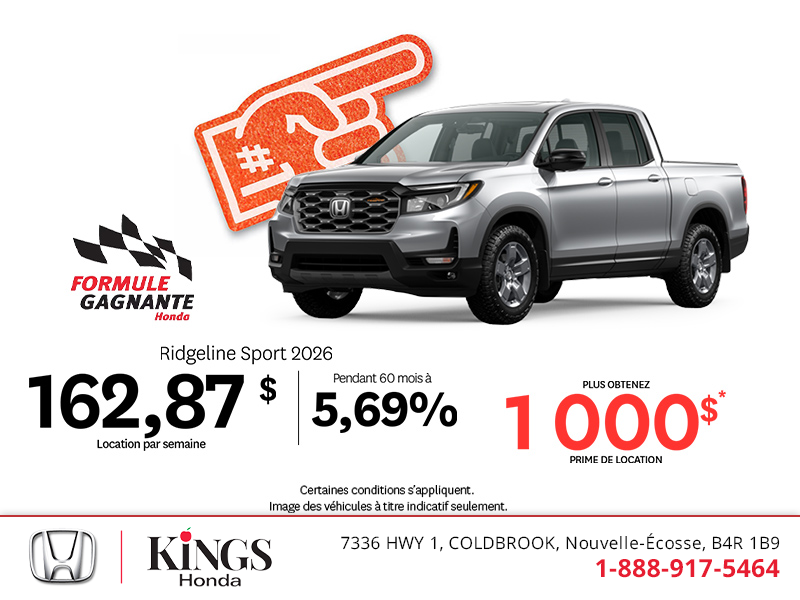 Obtenez la Honda Ridgeline 2026 !