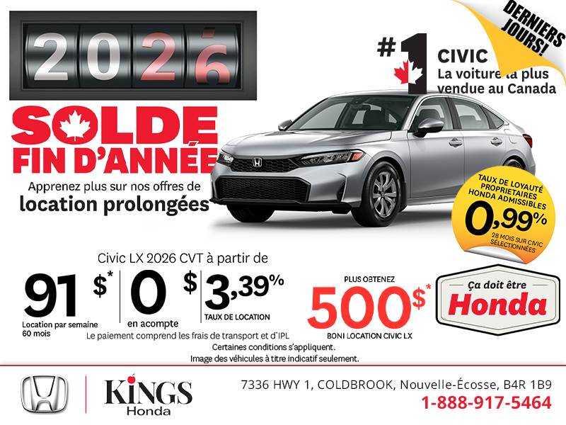 Obtenez la Honda Civic 2026!