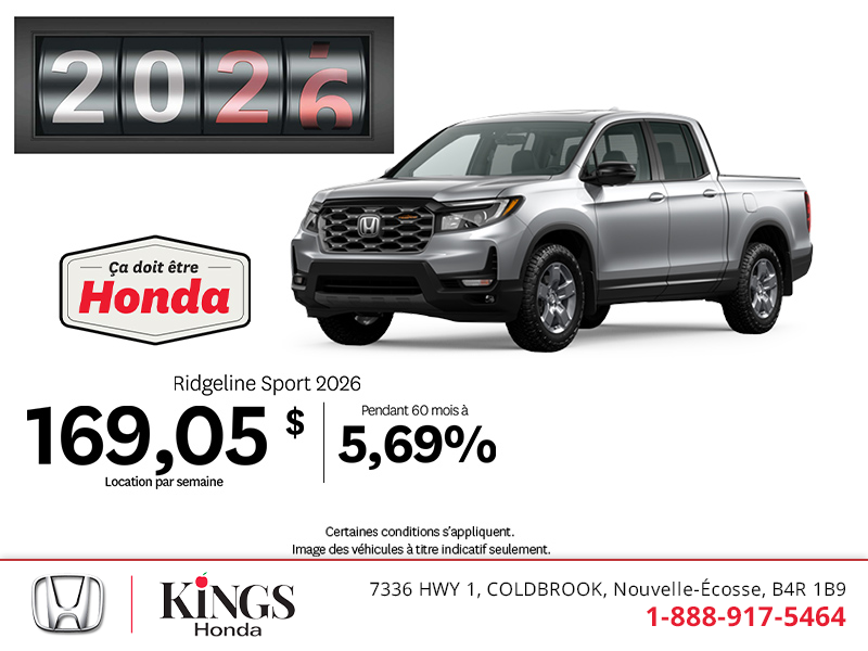 Obtenez la Honda Ridgeline 2026 !