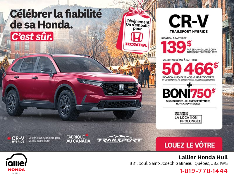 Obtenez le Honda CR-V Hybride 2026!