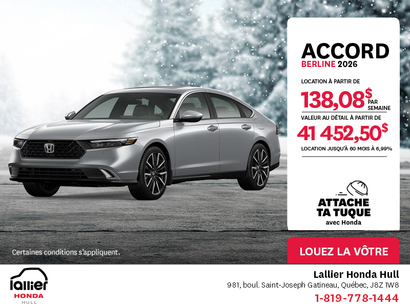 Obtenez la Honda Accord 2026 !