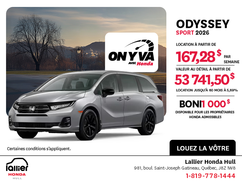 Obtenez la Honda Odyssey 2026 !