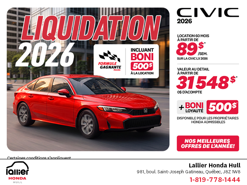 Obtenez la Honda Civic 2026 !