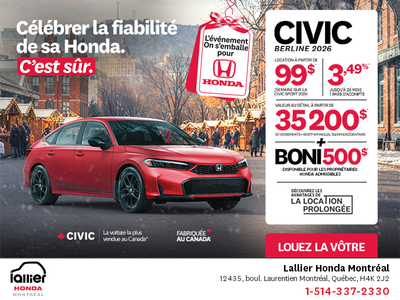 Obtenez le Honda Civic Sport 2026 !