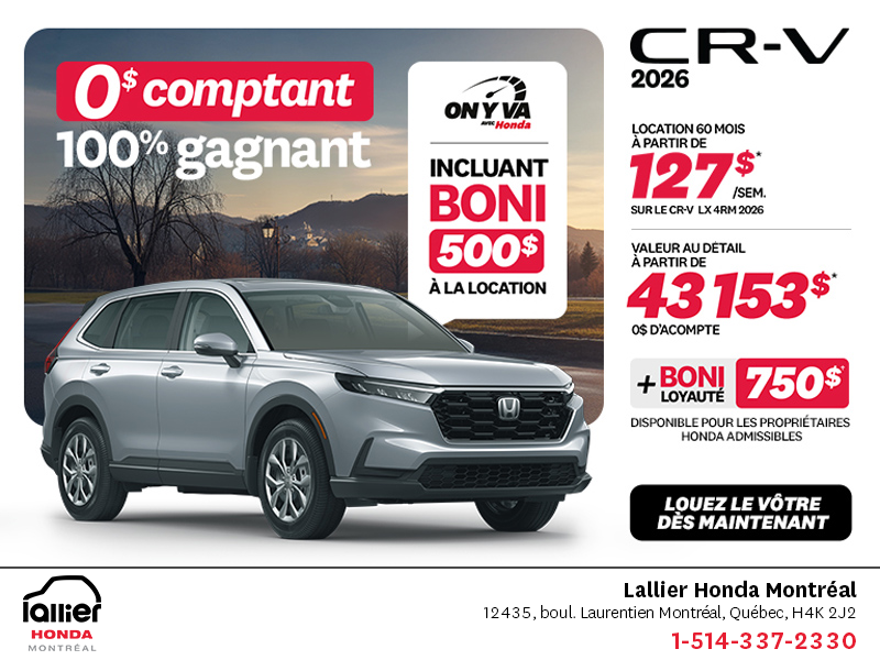 Obtenez le Honda CR-V 2026!