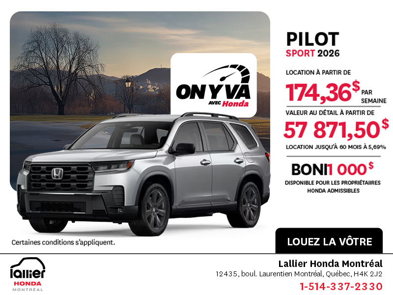 Obtenez le Honda Pilot 2026 !