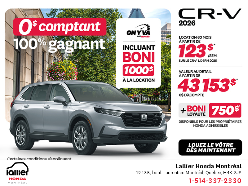 Obtenez la Honda CR-V 2026!