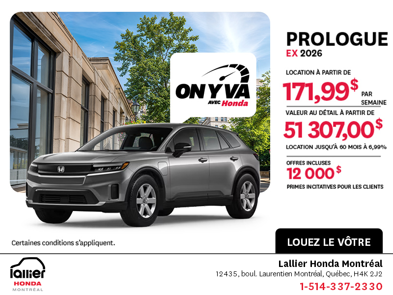 Obtenez la Honda Prologue 2026 !