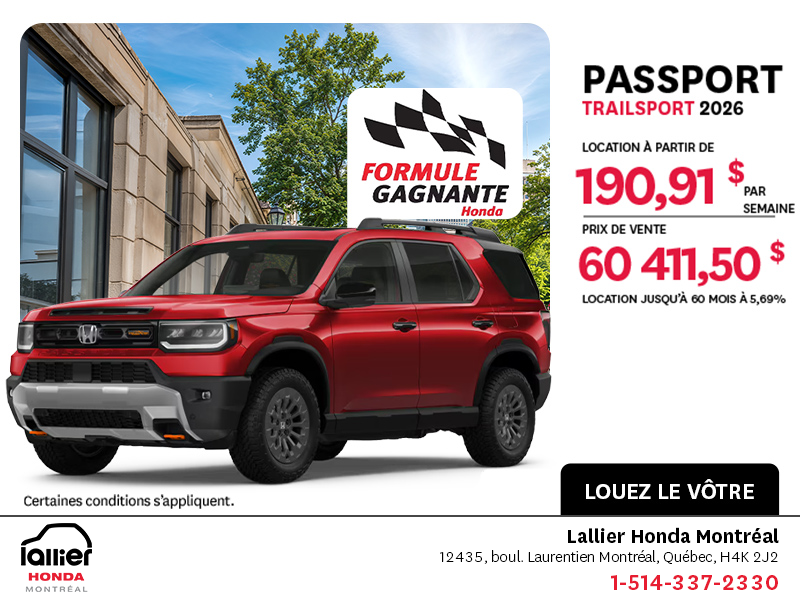 Obtenez la Honda Passport 2026 !