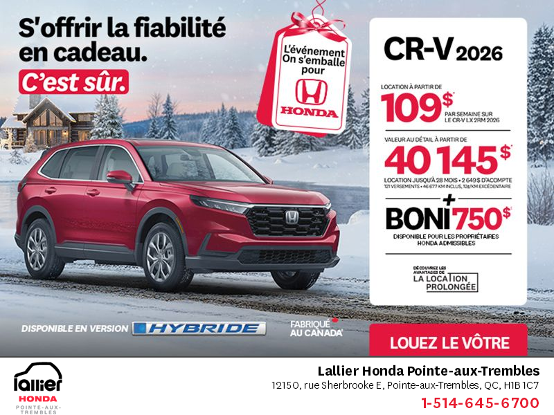 Obtenez le Honda CR-V 2026!