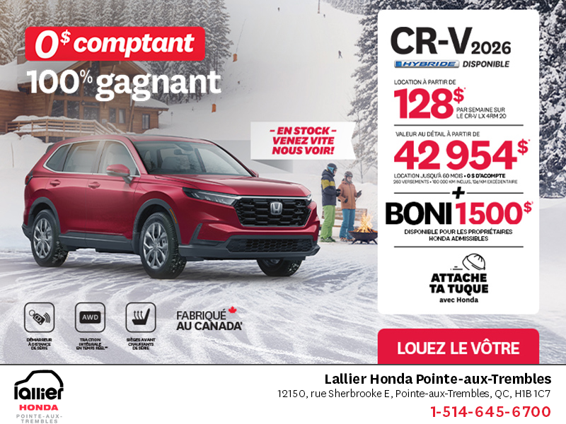 Obtenez le Honda CR-V 2026!