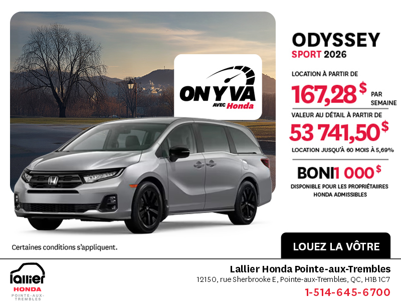 Obtenez la Honda Odyssey 2026 !