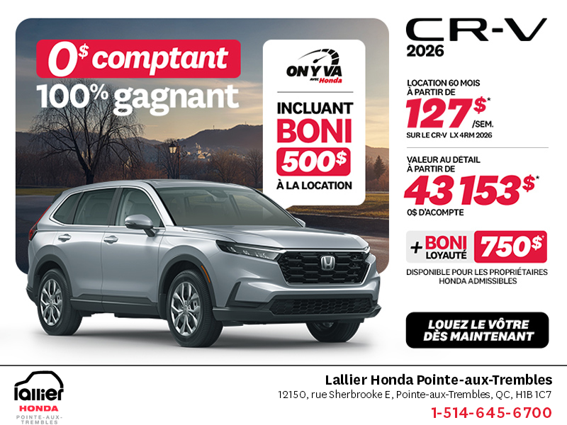 Obtenez le Honda CR-V 2026!