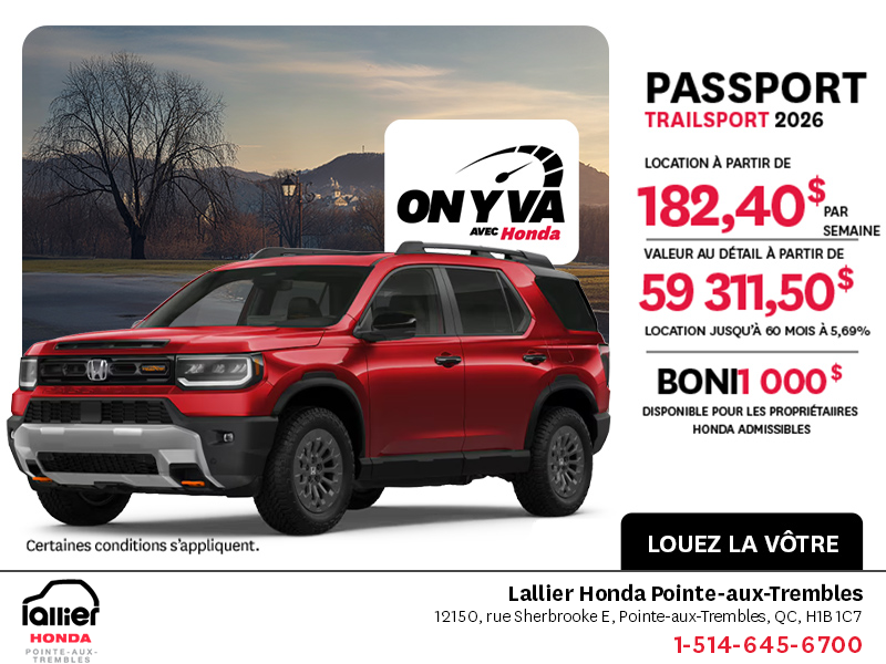 Obtenez le Honda Passport 2026 !