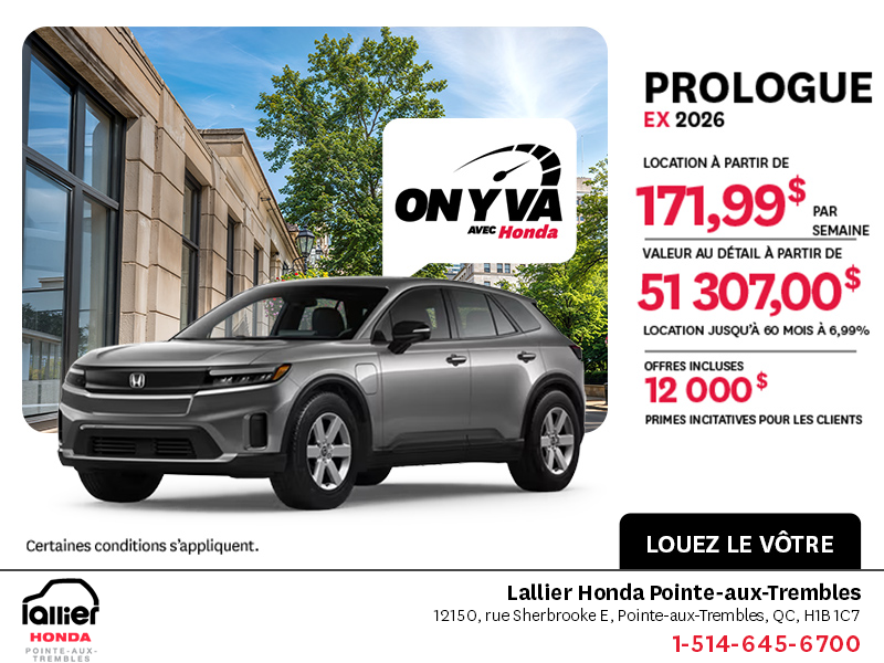 Obtenez la Honda Prologue 2026 !