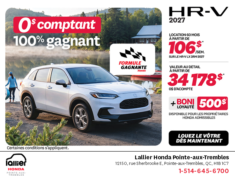 Obtenez la Honda HR-V 2027!