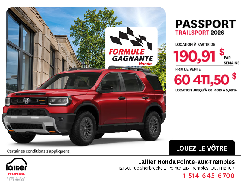 Obtenez la Honda Passport 2026 !