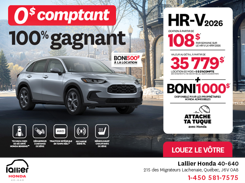 Obtenez le Honda HR-V 2026!