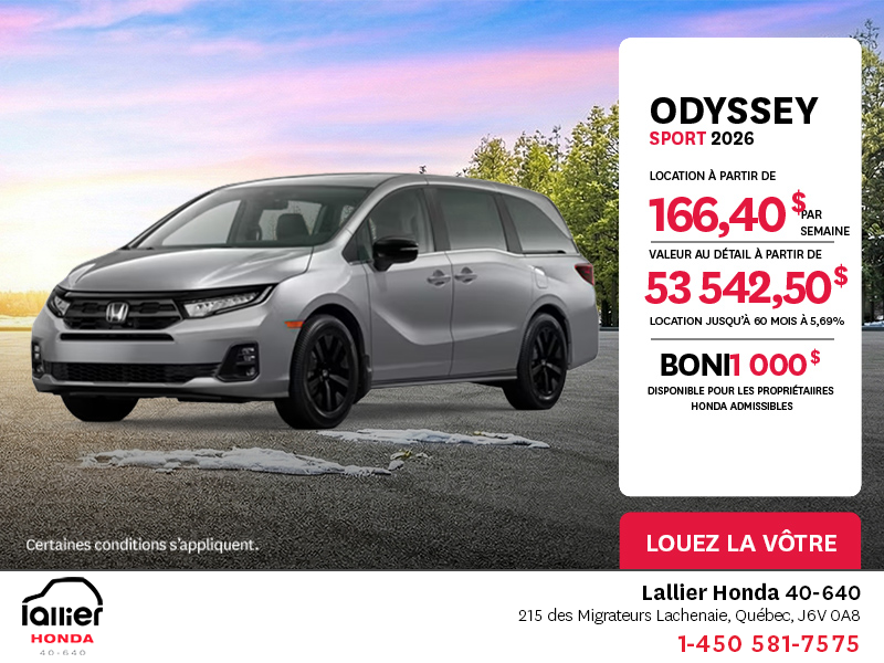 Obtenez le Honda Odyssey 2026 !