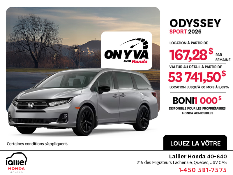Obtenez la Honda Odyssey 2026 !