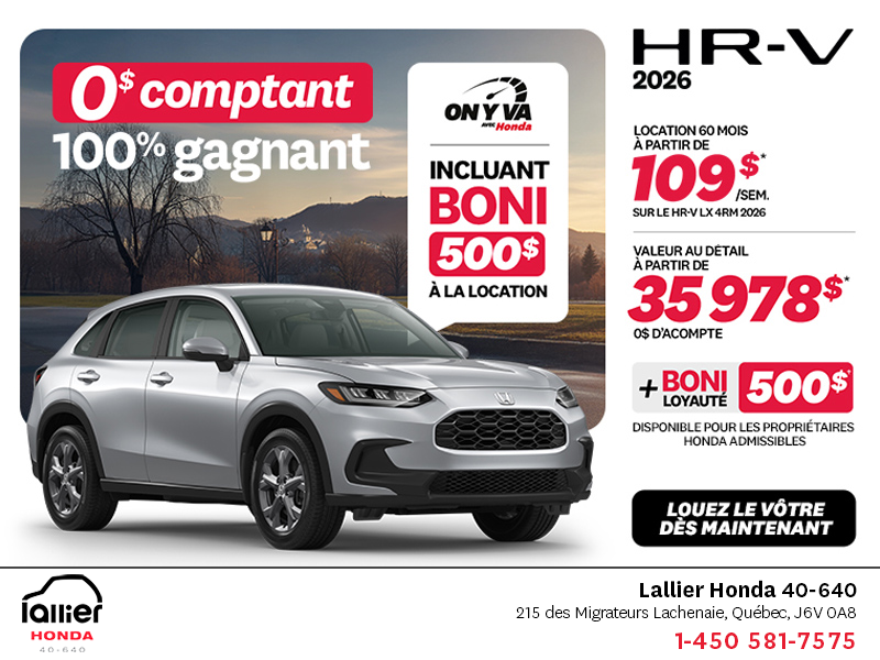 Obtenez le Honda HR-V 2026!