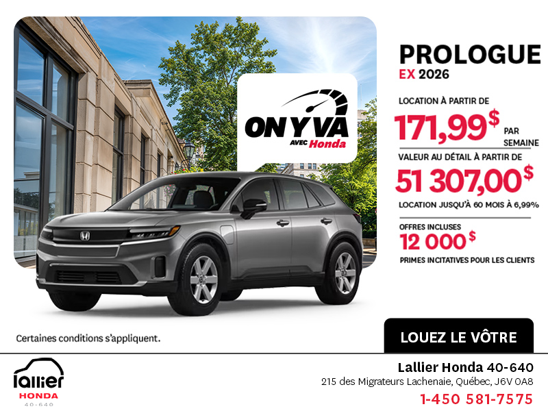 Obtenez la Honda Prologue 2026 !