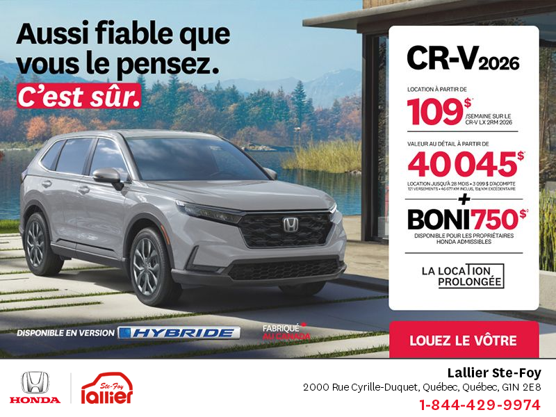Obtenez le Honda CR-V 2026!