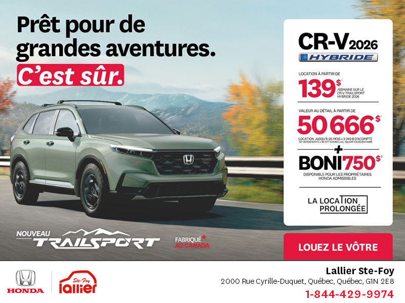 Obtenez le Honda CR-V Hybride 2026!