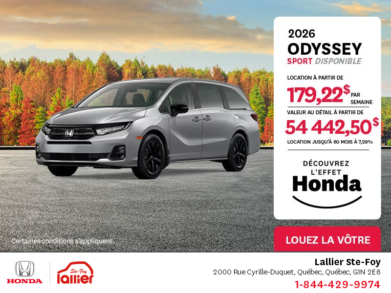 Obtenez le Honda Odyssey 2026 !