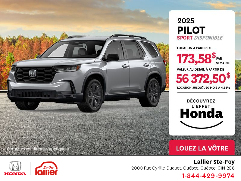 Obtenez le Honda Pilot 2025 !