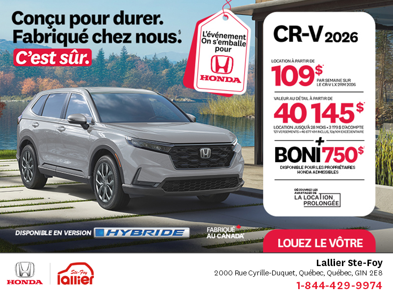 Obtenez le Honda CR-V 2026!
