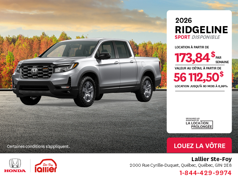 Obtenez le Honda Ridgeline 2025 !