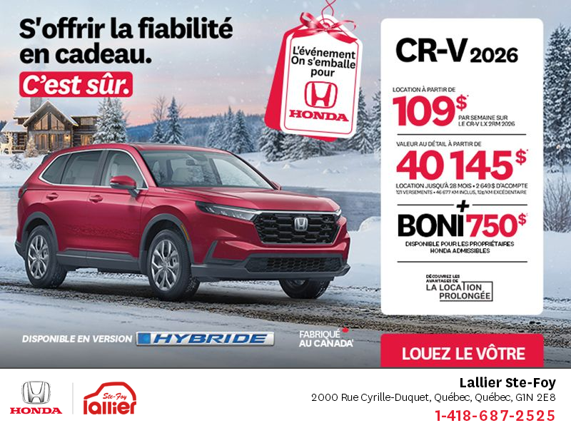Obtenez le Honda CR-V 2026!