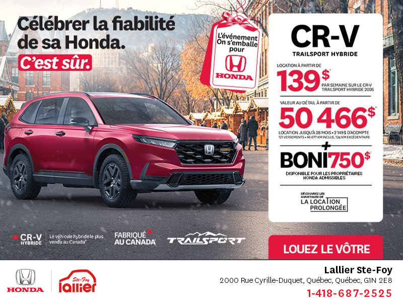 Obtenez le Honda CR-V Hybride 2026!