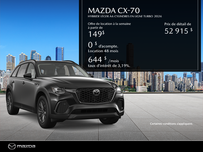 Procurez vous le Mazda CX-70 Hybride Léger 2026